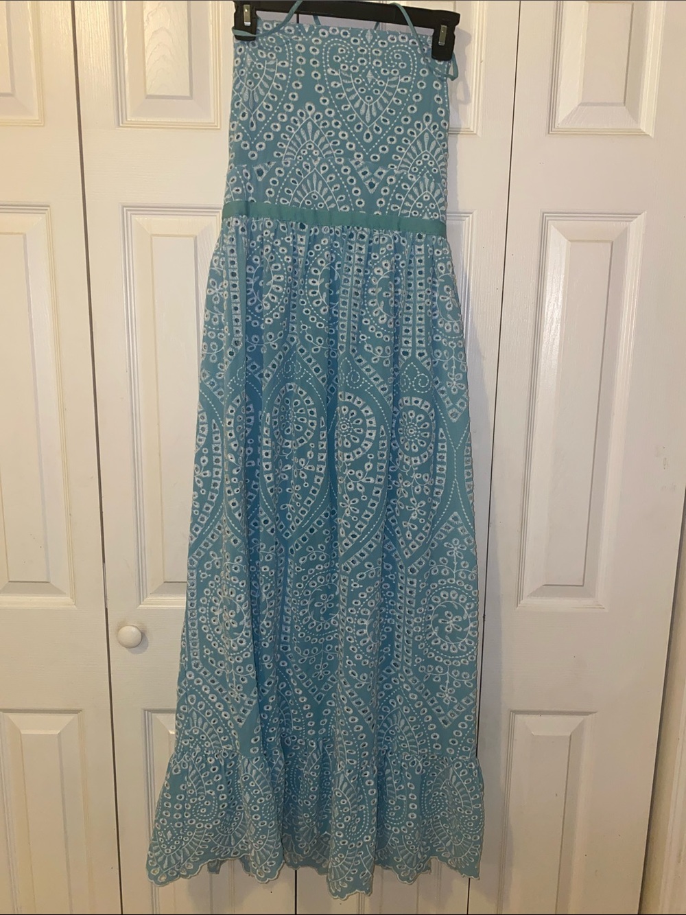 Altar'd State Teal Eyelet Maxi Dress